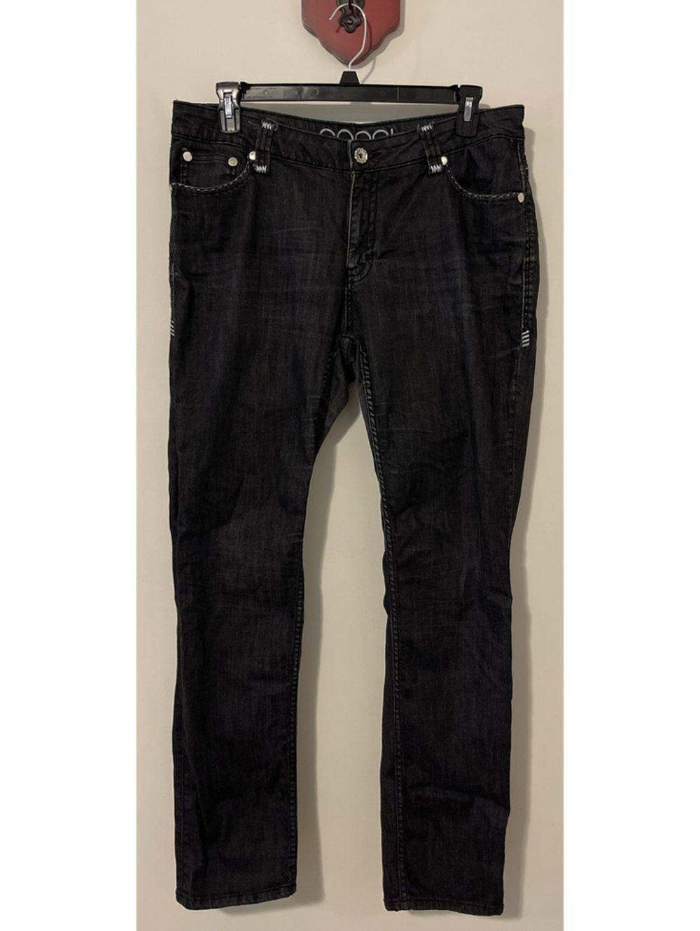 Coogi Australia Womens Size 16 Black Stylish Straight-Fit Denim Jeans! A6124